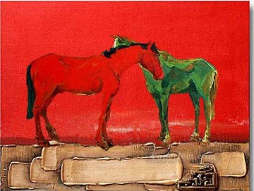 Toperfect オリジナルアート Painting - オリジナルの装飾が施された厚いペイントの馬